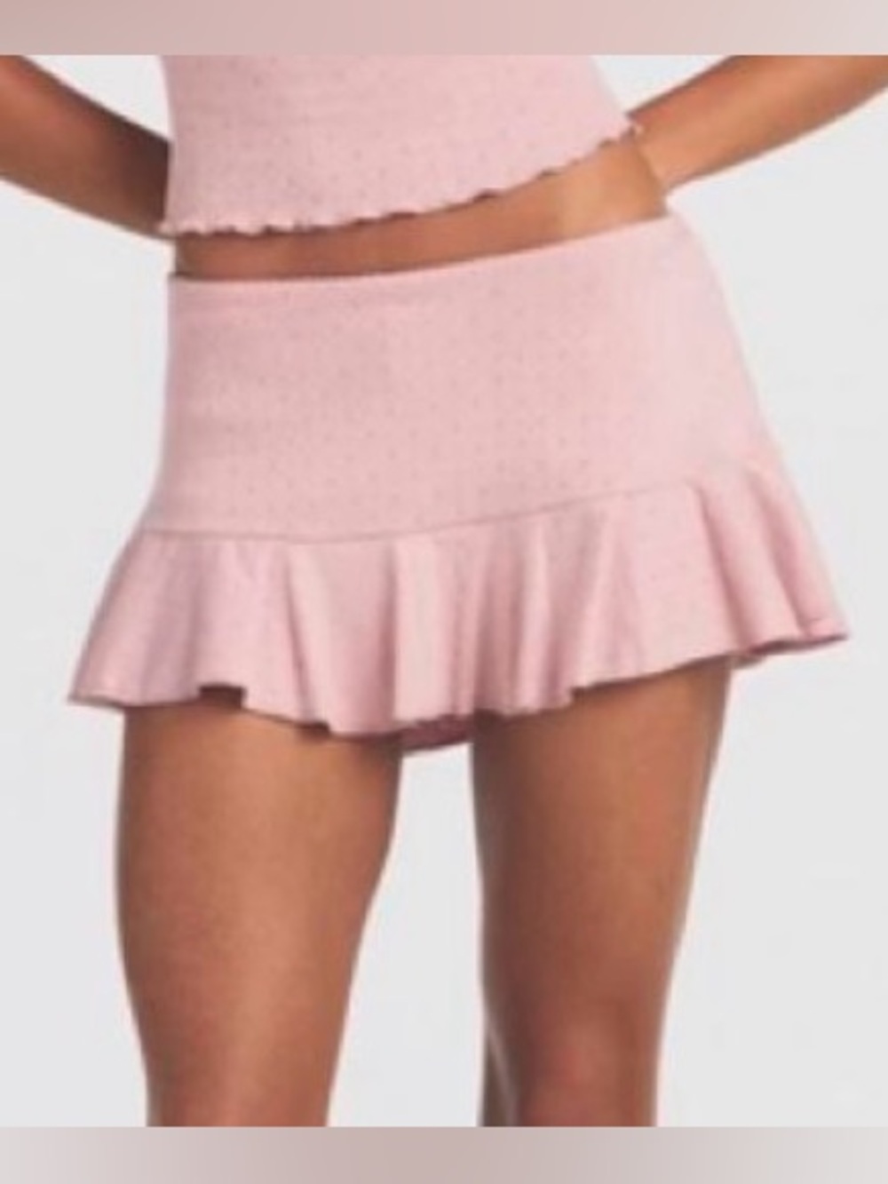🌸 SKIMS Heavy Pointelle Mini Skirt | Morganite | Sz Large | NWT 🏷️